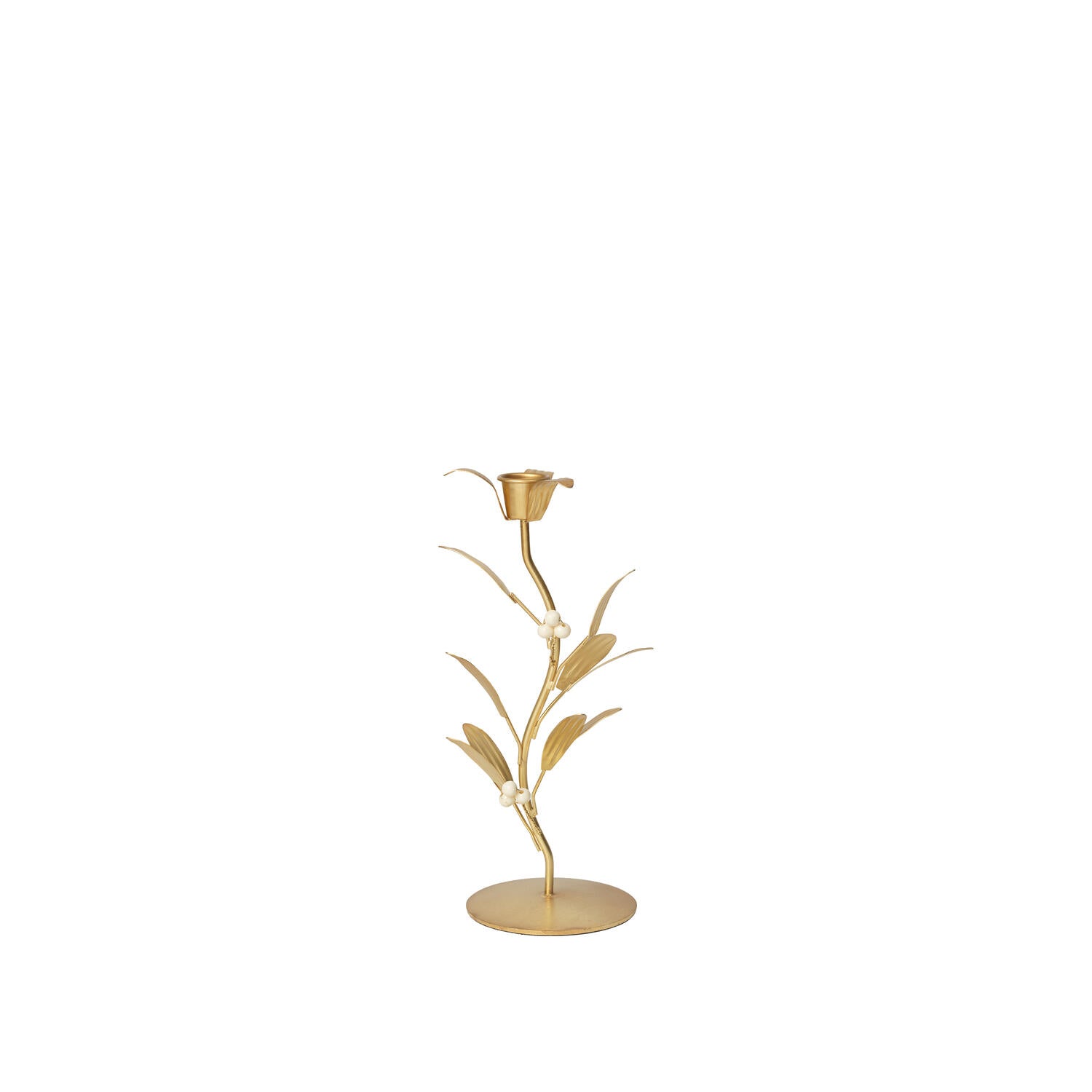 Mistletoe lysestage - Brass Finish/White Cream